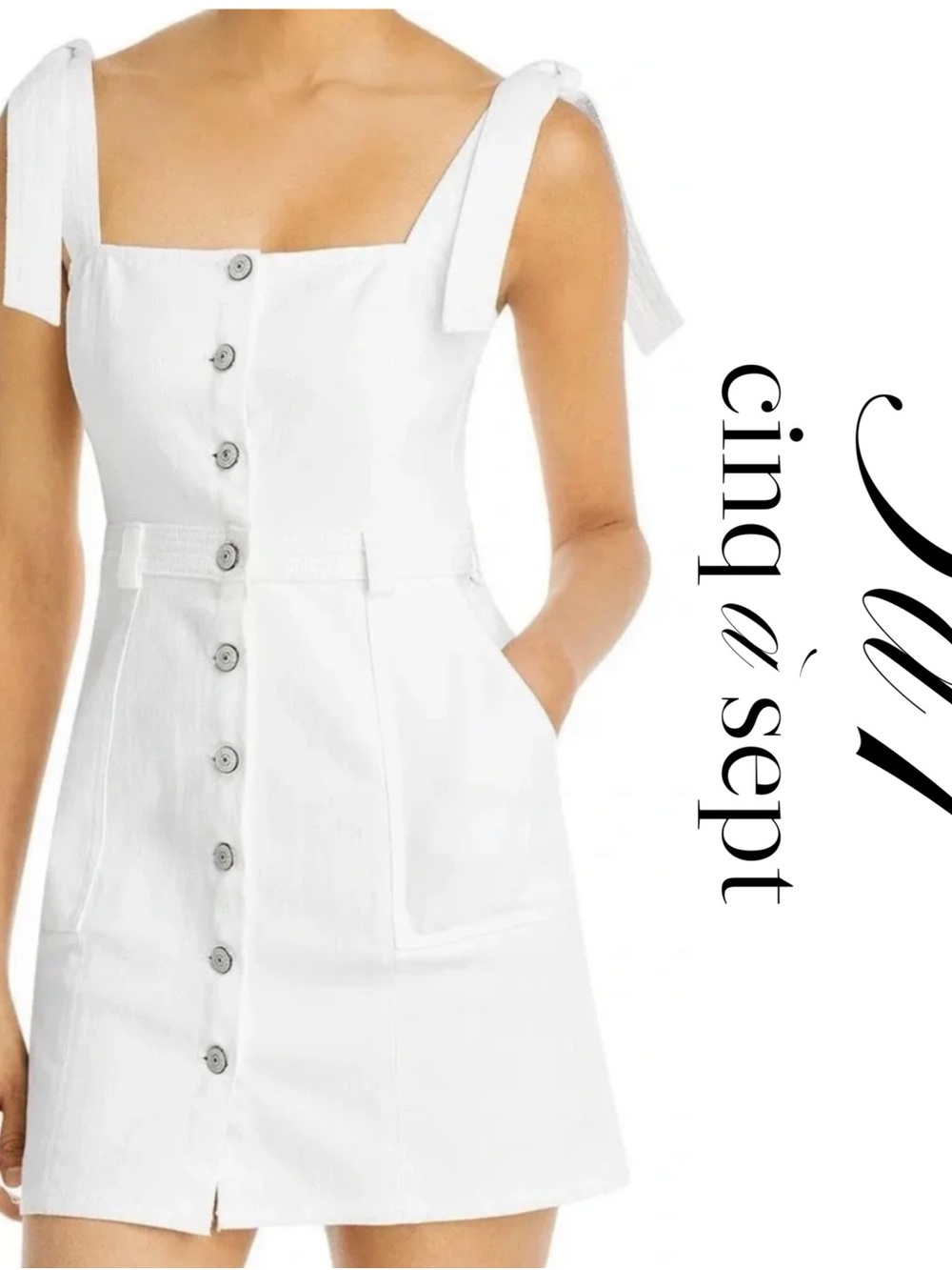 Cinq à Sept Shayla Tie Strap white Denim Dress*NWT